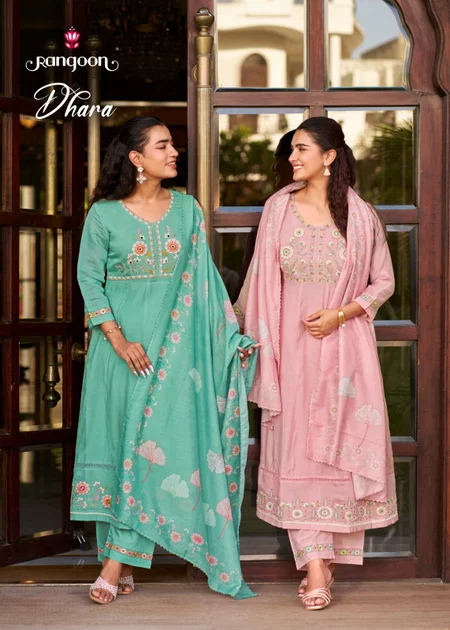 Dhara By Rangoon Cotton Mal Chanderi Kurti With Bottom Dupatta Order In India